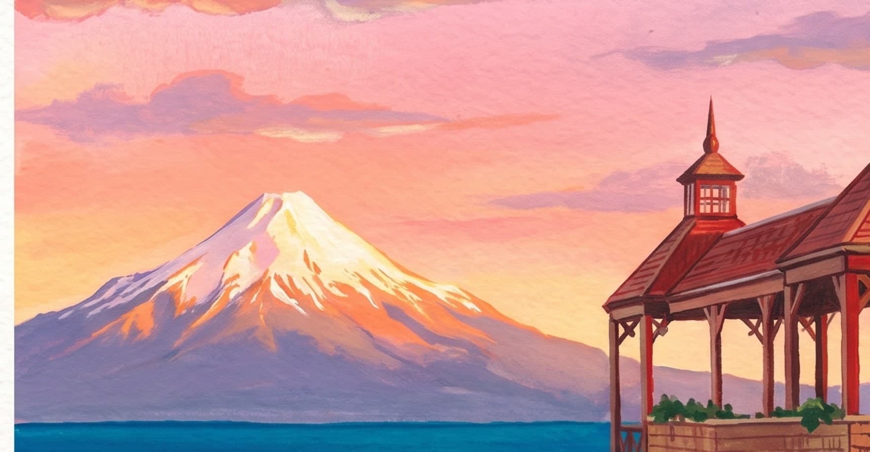 Ilustración pintada del muelle de Frutillar